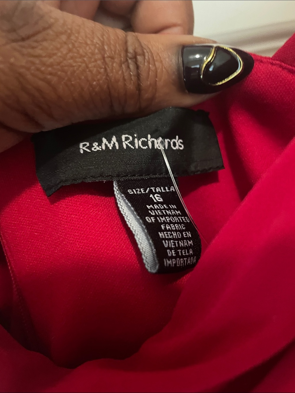 R&M Richards Red Sleeveless Formal Maxi Dress with Draped Cowl - Picture 2 of 2